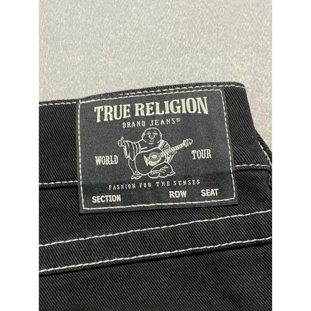 NEW TRUE RELIGION BOBBY RELAXED BAGGY MENS BLACK DENIM JEANS 38 X 32 NWT